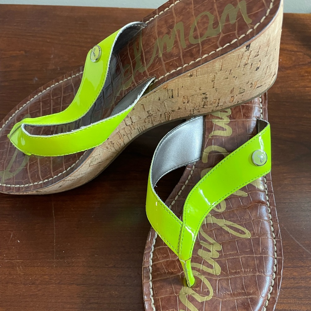 Sam Edelman lime green chunk heels-size 9